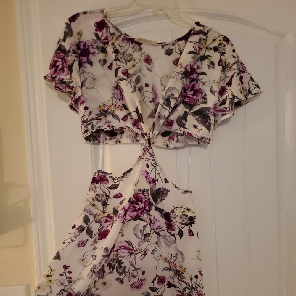 Side Cut Out Floral Dress